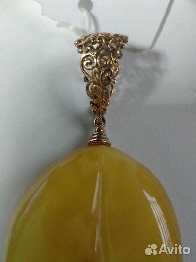 Подвеска янтарь с серебром