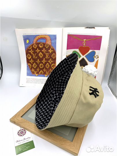 Панама NY двухсторонняя бежевая (1012)