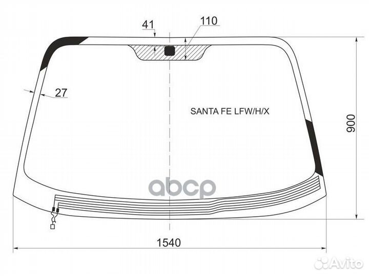 Стекло лобовое с обогревом щеток hyundai santa