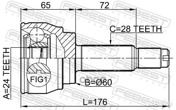 ШРУС наружный 24X60X28 ssang yong rexton 01- 14