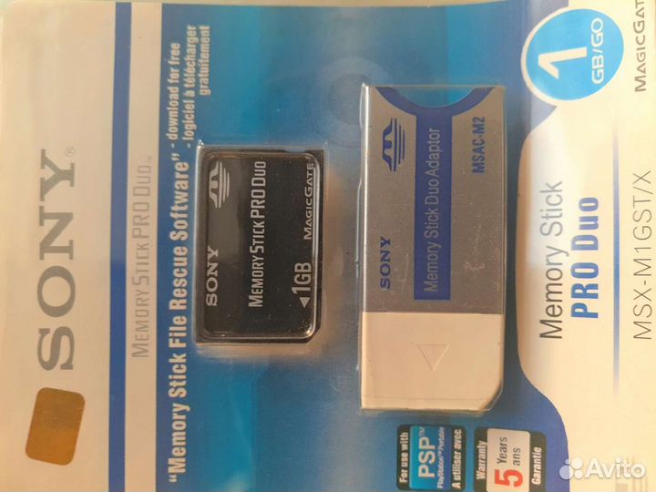 Карта памяти с адаптером Sony Memory Stick PRO Duo