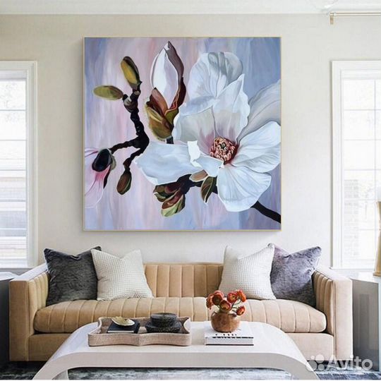 Яркая картина маслом на холсте Цветы