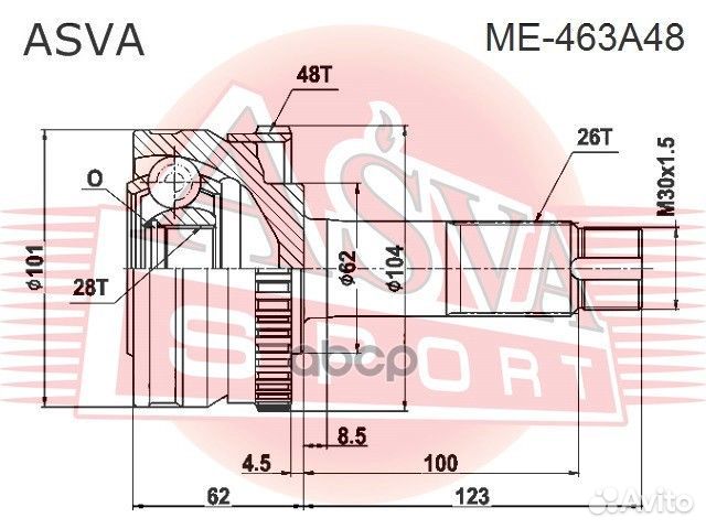 2 ME-463A48 Шрус наружный 28x61.9x26 ME-463A48