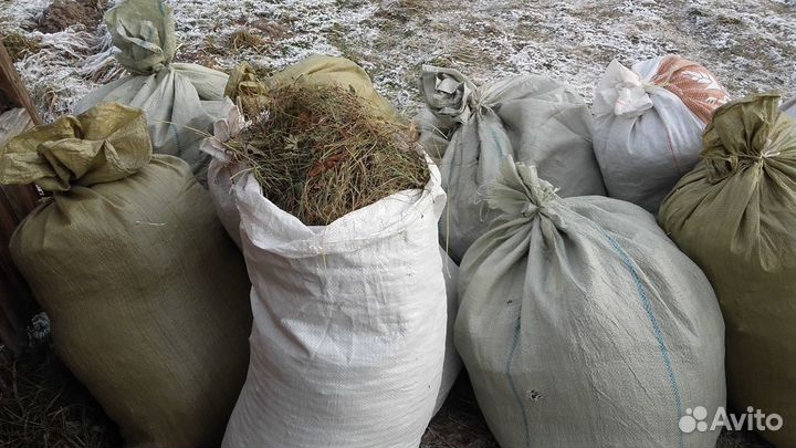 Сено луговое в мешках