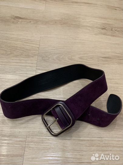 Ремень и перчатки размер 6-6,5, кожа, баклажан, уд