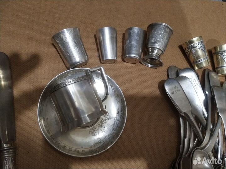 Ложки серебряные старинные,половник 84 проба