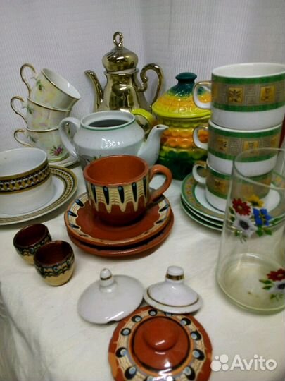 Сервизные пары, стаканы, заварочные чайники