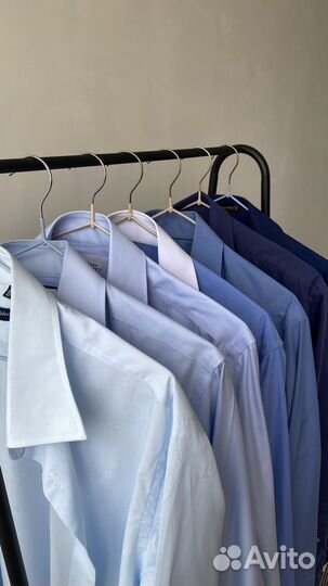 Рубашки синие и голубые хлопок