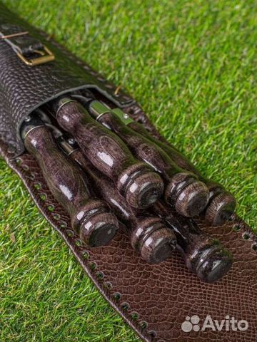 Подарочный набор шампуров в кожаном чехле