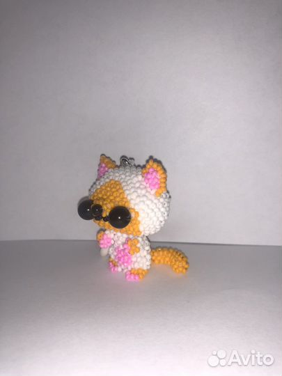 Амигуруми из бисера котик, брелок