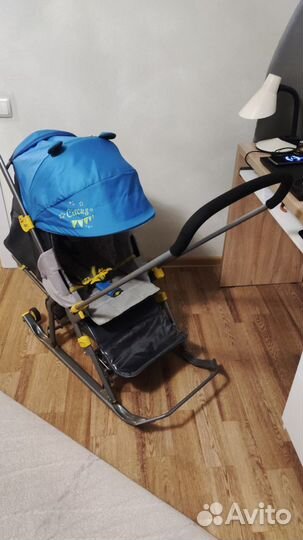 Детские санки коляска с колесами