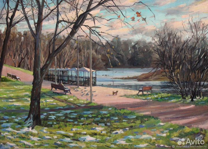 Картина маслом городской пейзаж Зеленоград 50х70