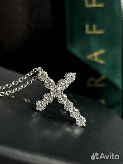 Колье graff крестик 1,1 ct белое золото 750