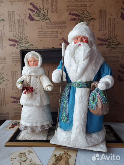 Ватный дед мороз СССР и снегурочка ватная