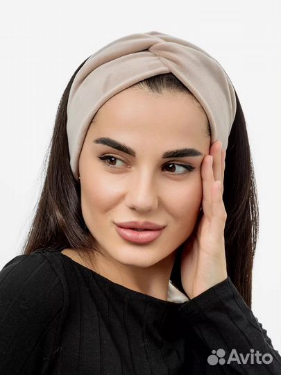 Новая Повязка на Голову Плотный Велюр Беж