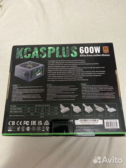 Блок питания aerocool kcas plus 600w
