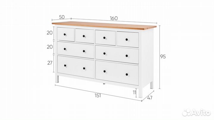 Комод IKEA хемнэс массив 8 ящиков