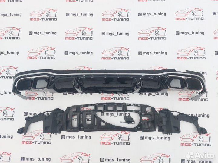 Диффузор хром с черными насадками E63s w213 Рест
