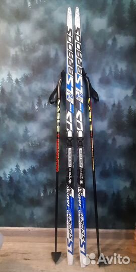 Лыжи беговые 160 см. в комплекте
