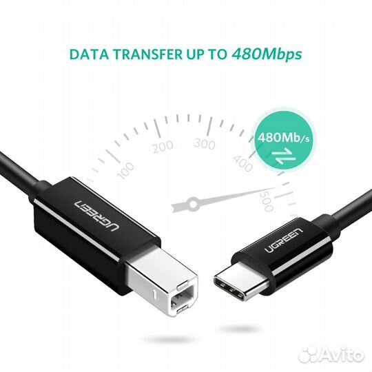 Кабель соединительный USB 2.0 AC-BM, ибп 2м. черны