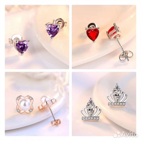 Серебряные серьги, кольцо 925