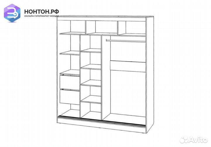 Шкаф-купе Элегант-2 сандал светлый