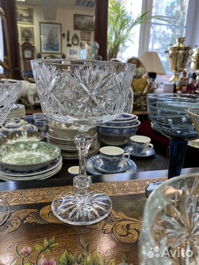 Шампаньки хрусталь, стекло винтаж