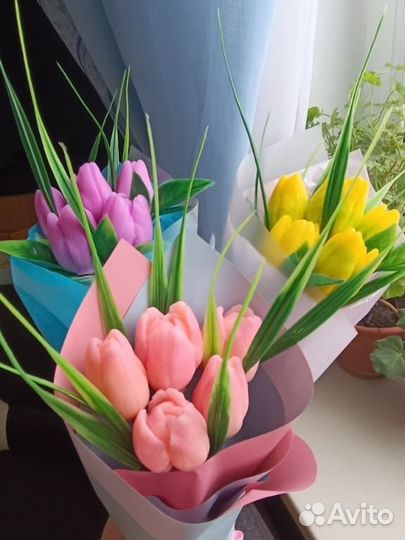 Букет из мыла ручной работы, букет тюльпанов