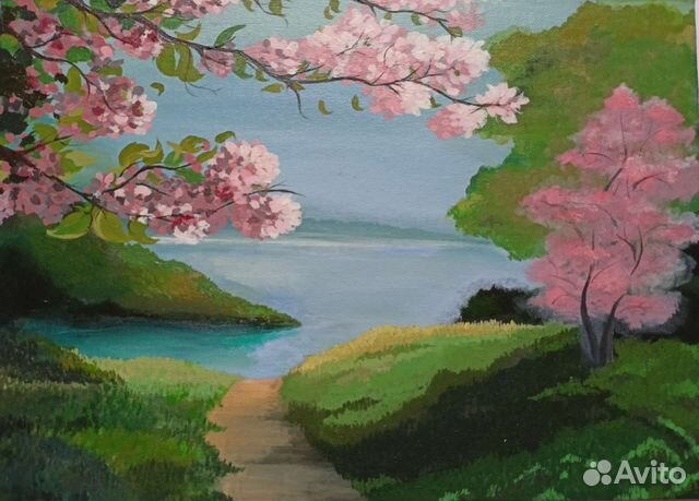 Картина акриловыми красками, пейзаж