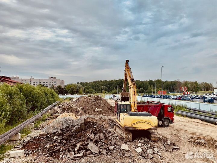 Песок. вывоз грунта. аренда экскаватора
