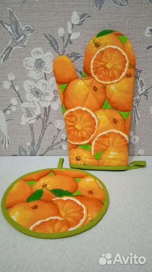 Кухонный набор грелка, рукавица с прихватками