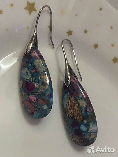 Серьги с натуральным кварцем