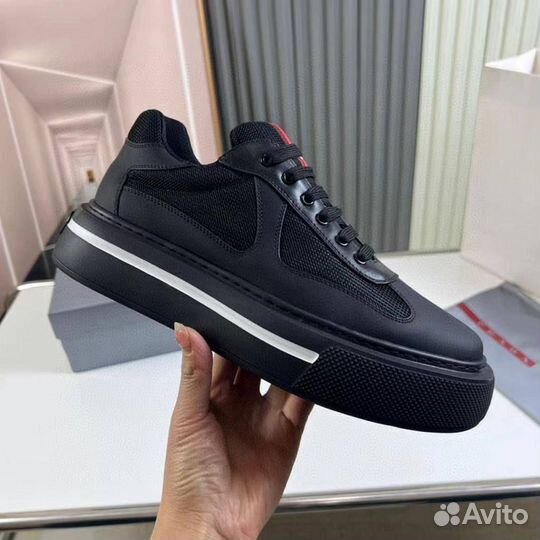 Кеды мужские Prada кожа текстиль