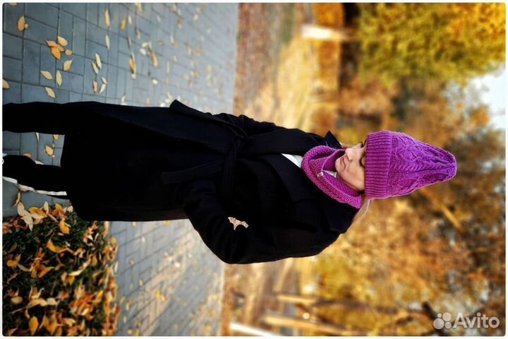 Вязаный комплект шапка и снуд женский новый