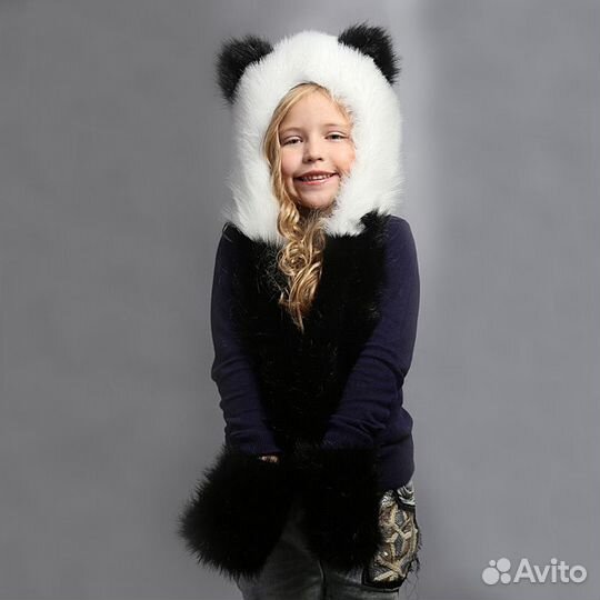 Детская Зверошапка Панда из искусственного меха