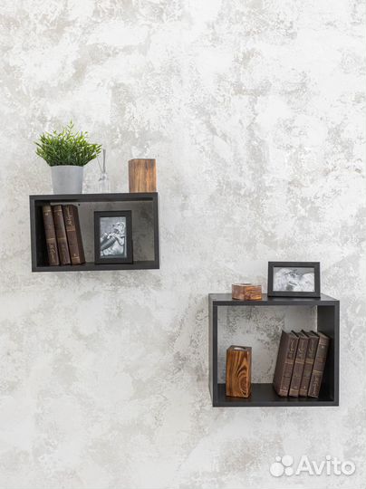 Настенный полки чёрные 2 шт