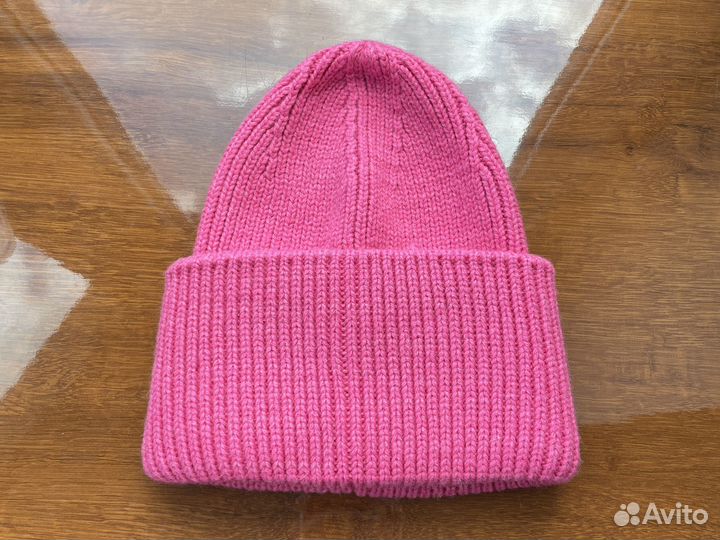 Шапка розовая шерстяная