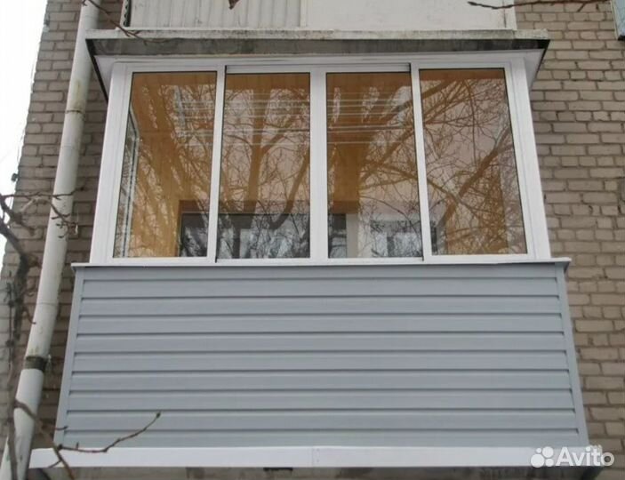 Остекление балкона с отделкой