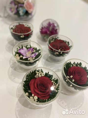 Живые цветы в стекле