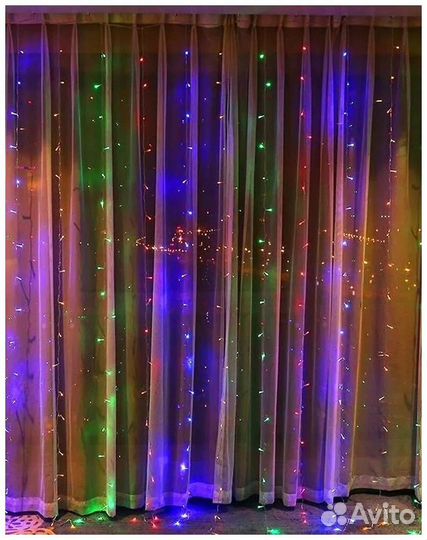 Новогодняя гирлянда Занавес/дождь/штора/на окно