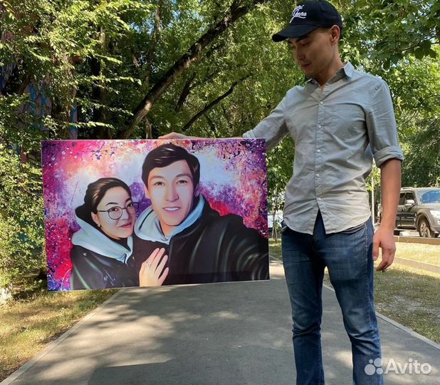 Портрет на холсте c фото