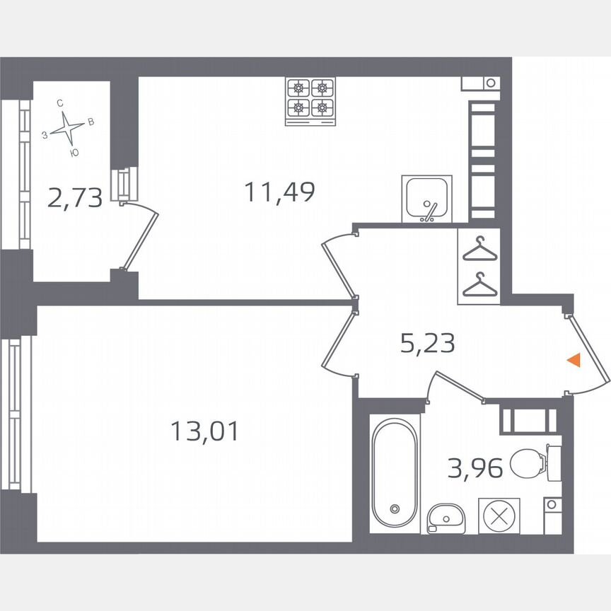 1-к. квартира, 35,1 м², 14/16 эт.