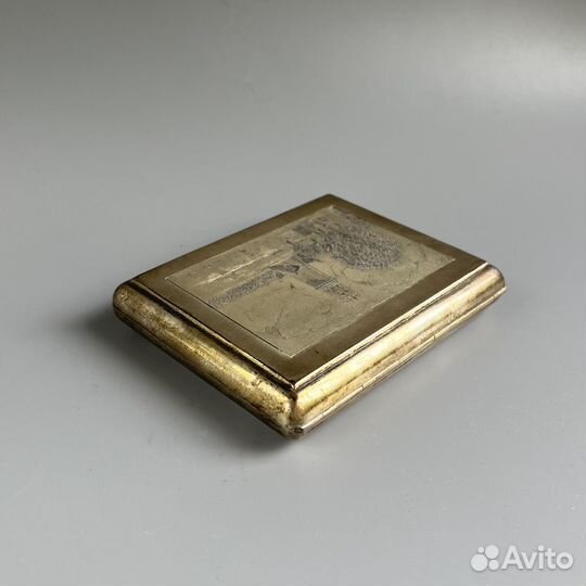 Серебряный портсигар.Маяк на Волге. 875 проба.ссср