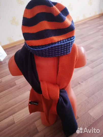 Шапки с шарфом детские, для мальчика