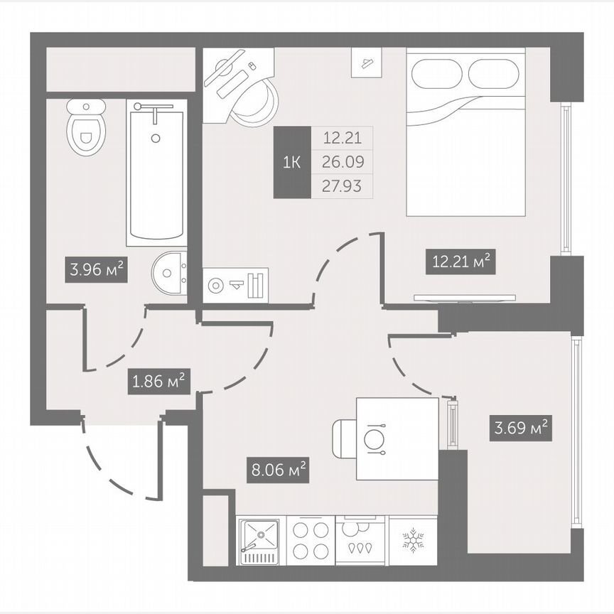 1-к. квартира, 27,9 м², 10/10 эт.