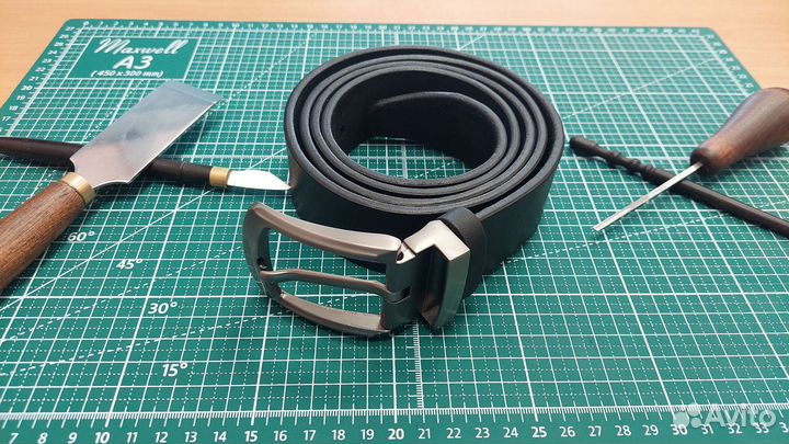 Мужской кожаный ремень ручной работы, 150см