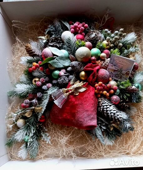 Новогодняя композиция, d 30-35см, подсветка