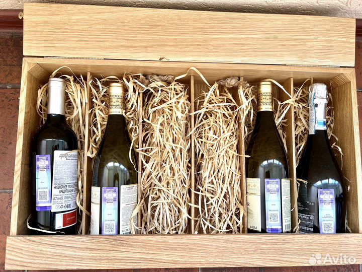 Деревянный ящик винный под 6 бутылок подарочный