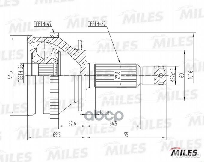 ШРУС наружный hyundai sonata IV (EF) / trajet (FO)