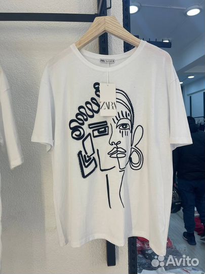 Футболка женская zara 42 44 46 новая оверсайз